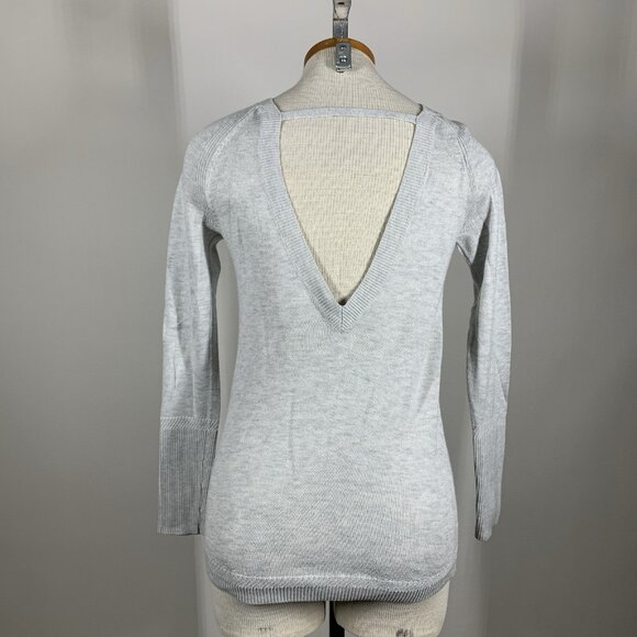 LULULEMON heathered Silver Ice gray cashmere Unity Drop Back sweater 6 - Picture 2 of 6